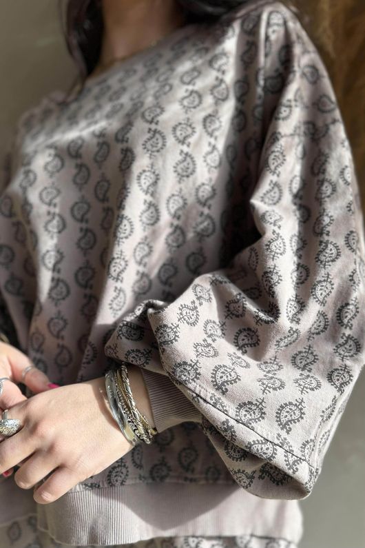 Indira Lantern Sleeve Sweatshirt Mocha & Choc